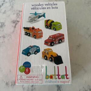 New! Set of 6 Wooden Toy Vehicles